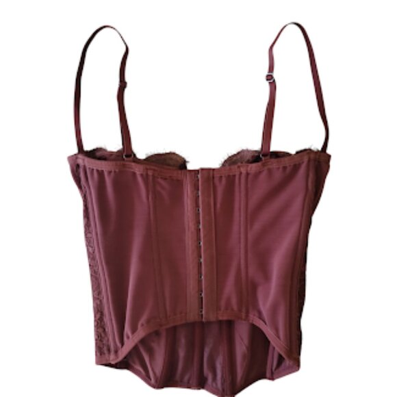 OUT FROM UNDER | Modern Love Chocolate Brown Lace Mesh Sweetheart Corset Urban S - Picture 3 of 15
